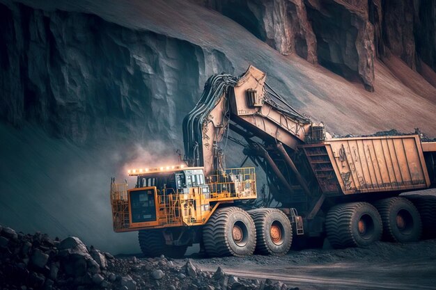 work-trucks-excavator-open-pit-coal-mining-industry